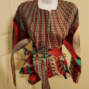 African print peplum jacket